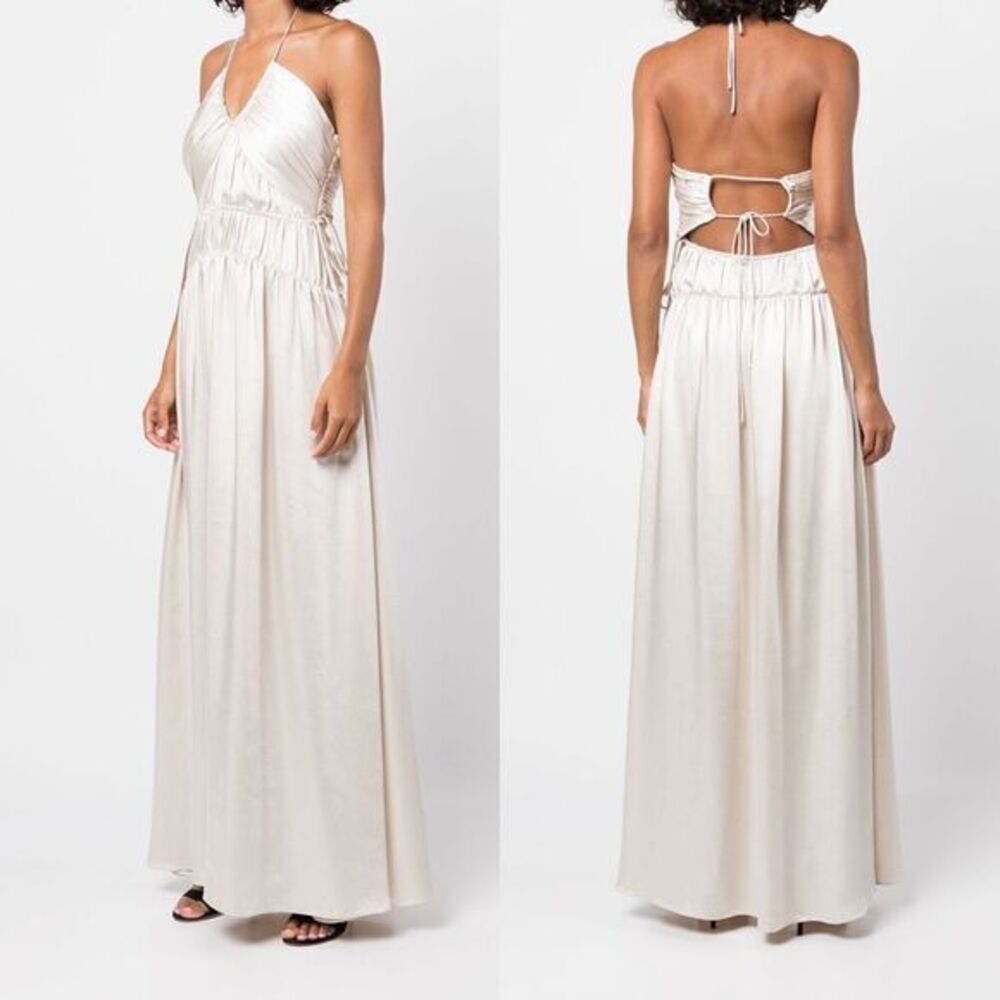 JONATHAN SIMKHAI Clementine Open Back Halter Gown Size 4